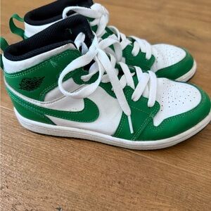 Kids Nike Air Jordan Green and White Sneakers with new laces